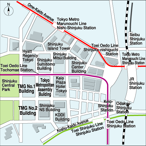 地图:从新宿站到东京都厅