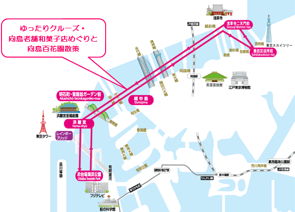 乗船コースの地図