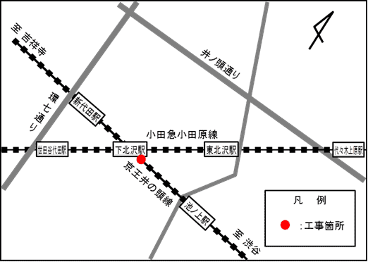 工事個所の地図