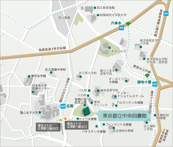 図書館周辺の地図