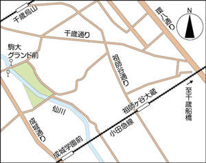 祖師谷公園への地図