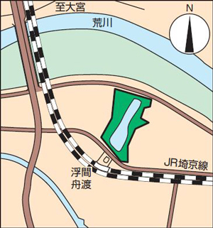 浮間公園への地図