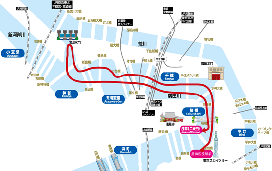 乗船コースの地図