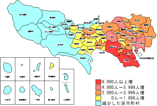 地域別人口増減数のイメージ画像