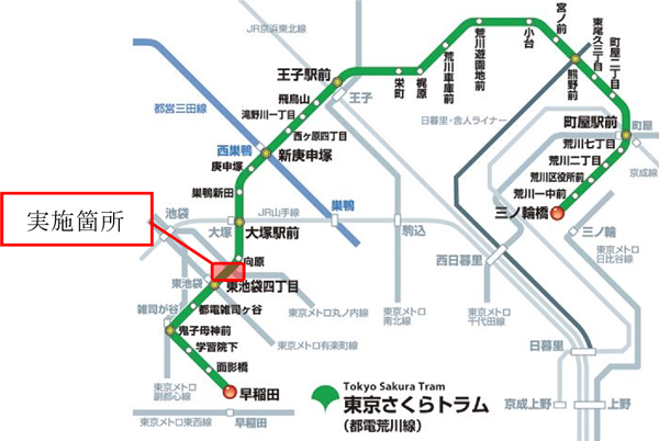 実施箇所を示した路線図