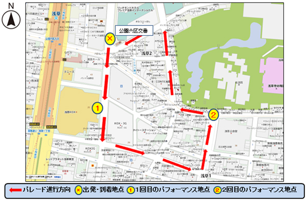 パレードコースの地図