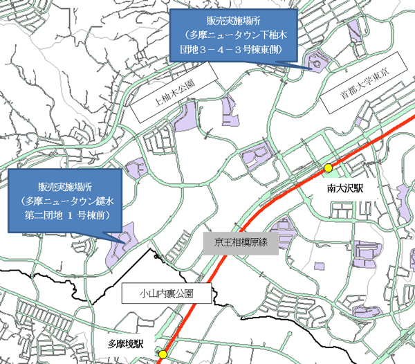 販売場所の地図