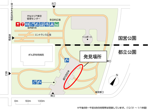 発見場所の地図