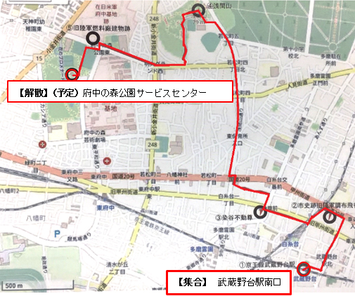 集合・散策ルートの地図