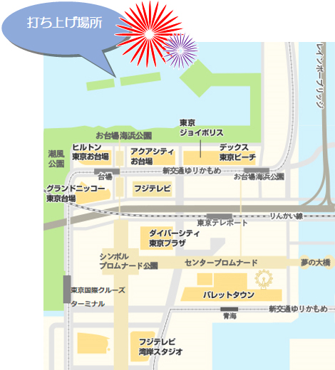 打ち上げ場所の地図