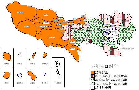 区市町村別人口総数における老年人口の画像